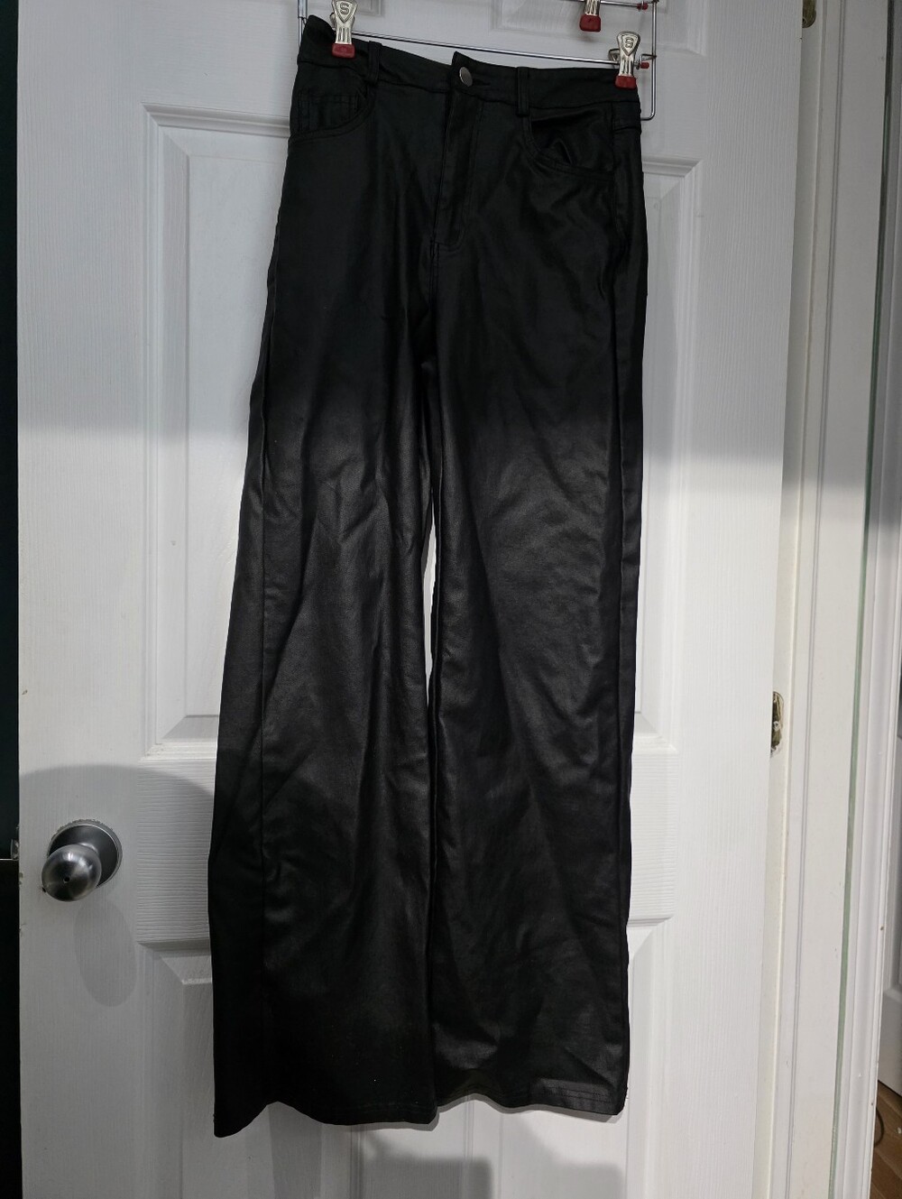 ​Shein | Black Faux Leather Wide Leg Pants - Medium